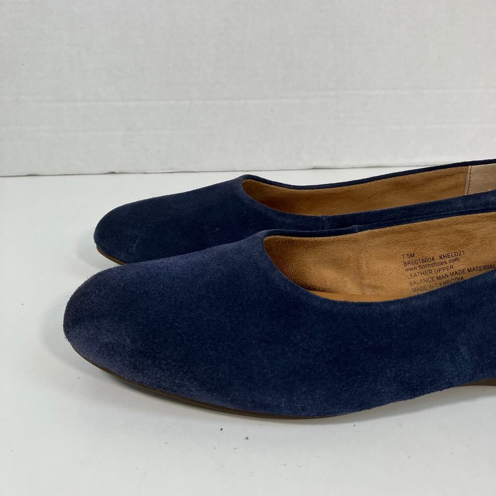 Born Beca Sz 7.5 Suede Slip-On Ballet Flats Blue Comfy Padded Insole - Picture 2 of 16